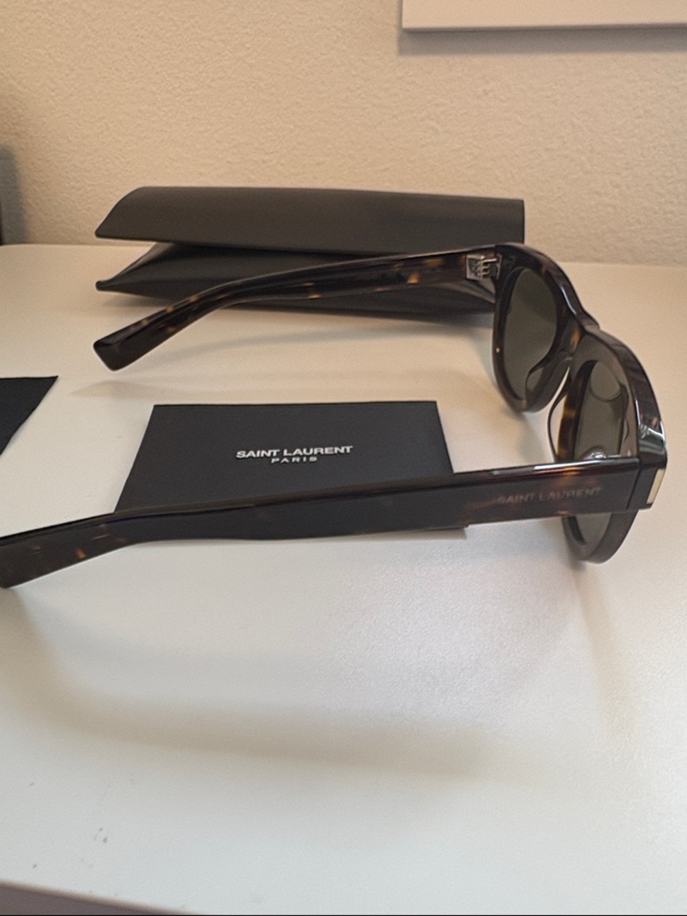 NWT [Saint Laurent] SL 571 Square Brown/Black Tortoise Acetate Luxury Sunglasses - Picture 9 of 12